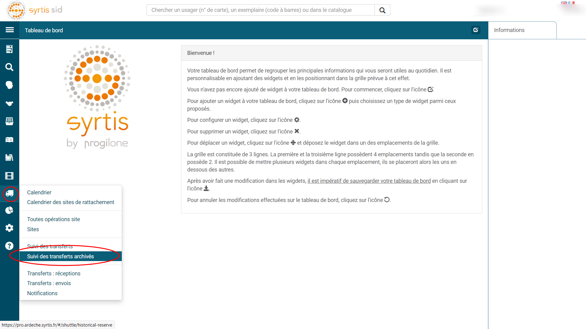 Copie d'écran pour connaitre les emplacements susmentionnés