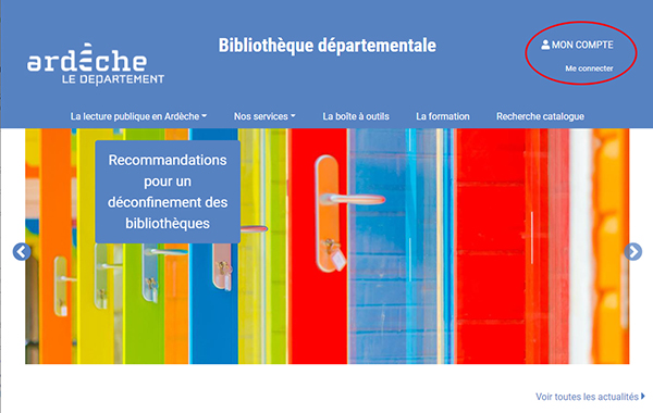 Copie d'écran pour connaitre l'emplacement de Mon compte