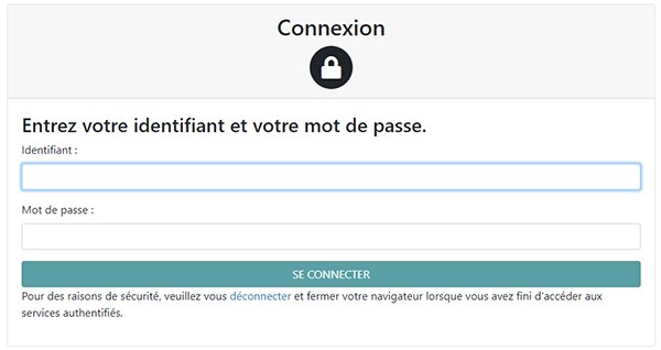 Copie d'écran pour connaitre l'emplacement de Identifiant et de Mot de passe