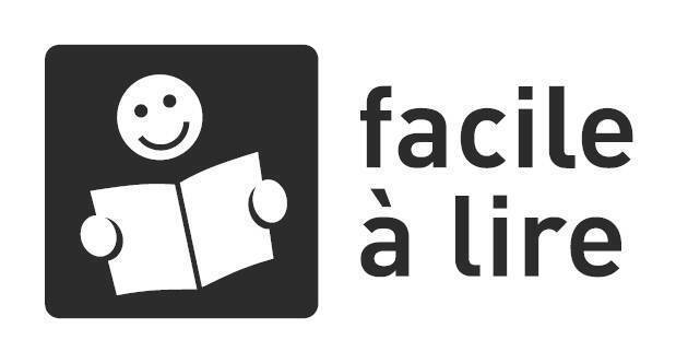 logo facile à lire personnage souriant avec livre ouvert