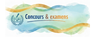 bannière vert bleue jaune avec la mention concours et examens