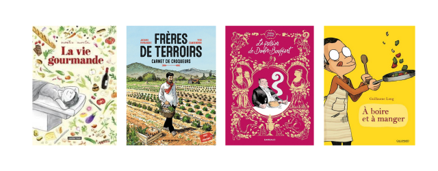 couverture de quatre livres présentés dans la sélection sur fond blanc